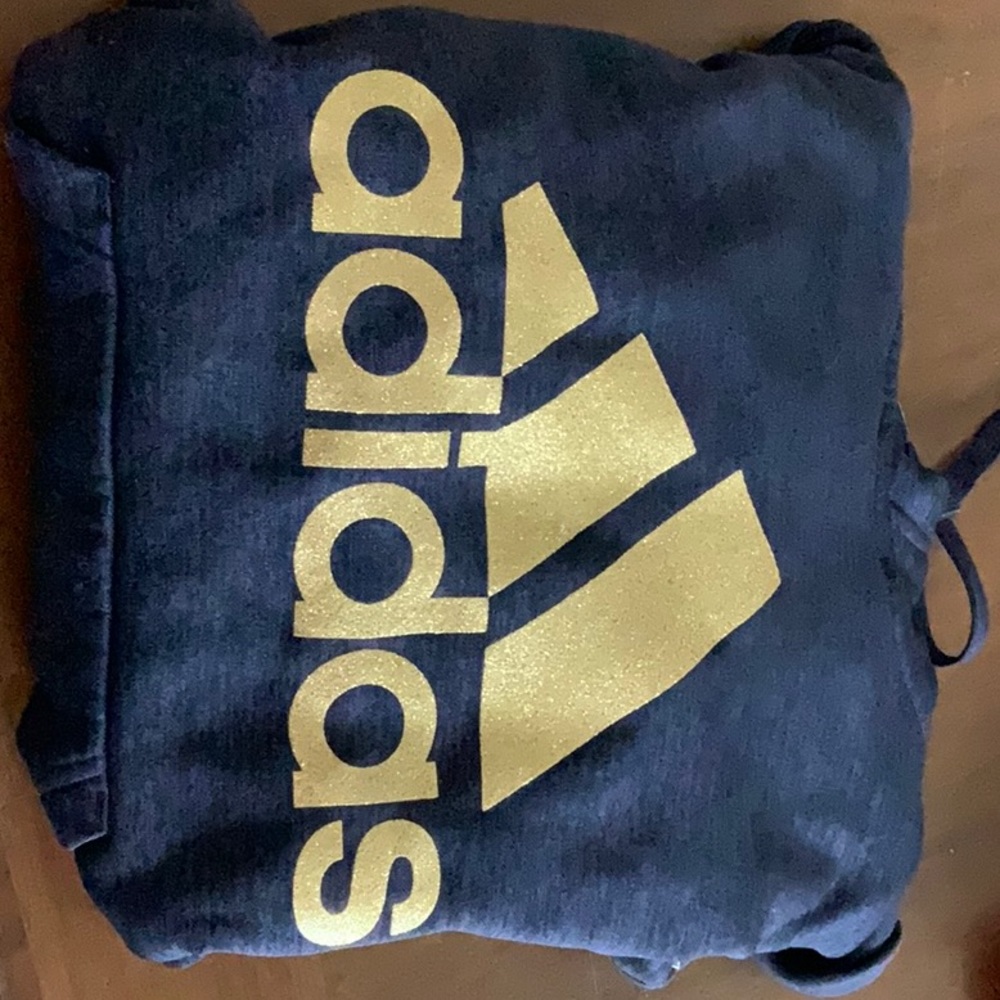 adidas navy blue and gold sweatshirt